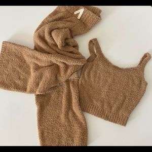 Skims Cozy Knit Tank w/Cozy Knit Pants Camel